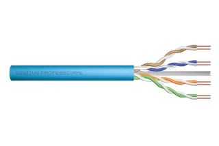 DIGITUS Instalační kabel CAT 6A U-UTP, 500 MHz Eca (EN 50575), AWG 23/1, buben 305 m, simplex, barva modrá