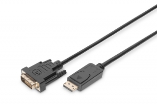 DIGITUS DisplayPort adaptérový kabel DP - DVI (24+1) M/M, 3,0 m, s blokováním, kompatibilní s DP 1.1a, CE