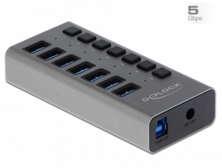 Delock Externí SuperSpeed USB Hub se 7 porty + vypínač