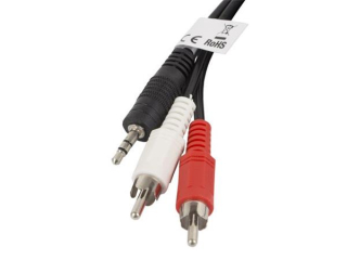 LANBERG Minijack 3.5mm (M) 3 PIN na 2x RCA (CINCH) (M) kabel 2m