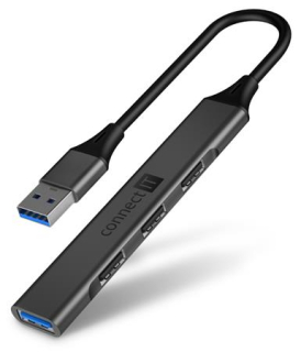 CONNECT IT USB-A hub, (1xUSB-A 3.0, 3xUSB-A 2.0), externí, ANTRACITOVÝ