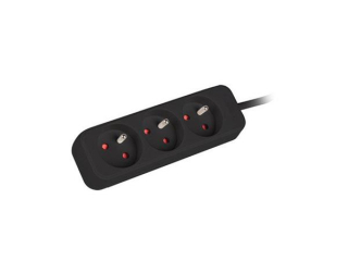 LANBERG Prodlužovací přívod   1.5M 3X klasická zásuvka měď kabel černý