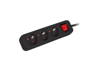 LANBERG Prodlužovací přívod   1.5M 3X klasická zásuvka s vypínačem měď kabel černý