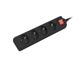 LANBERG Prodlužovací přívod   1.5M 4X klasická zásuvka s vypínačem měď kabel černý