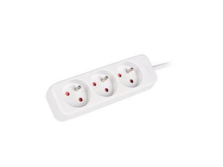 LANBERG Prodlužovací přívod   3M 3X klasická zásuvka měď kabel bílý