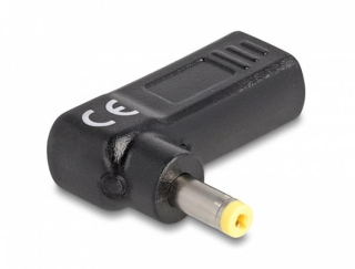 Delock Adaptér na kabel na nabíjení laptopu, ze zásuvky USB Type-C™ na zástrčku HP 4,8 x 1,7 mm, úhlový 90°