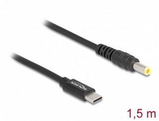 Delock Nabíjecí kabel pro laptop, ze zástrčky rozhraní USB Type-C™ na zástrčku 5,5 x 2,5 mm