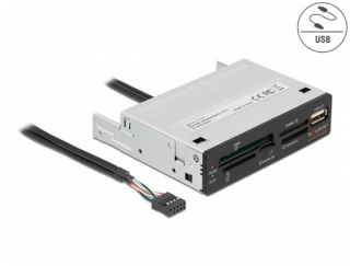 Delock 3.5” USB 2.0 čtečka karet 5 slotů + 1 x USB 2.0 Typ-A samice