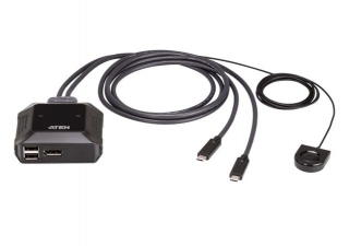 2-Port 4K DisplayPort USB-C Cable KVM Switch with Remote Port Selector