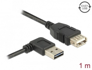 Delock Prodlužovací kabel EASY-USB 2.0 Typ-A samec pravoúhlý levý / pravý > USB 2.0 Typ-A samice 1 m