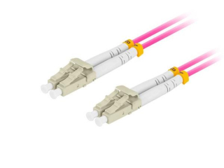 LANBERG optický patch cord MM LC/UPC-LC/UPC duplex 2m LSZH  OM4 50/125 průměr 3mm, barva magenta
