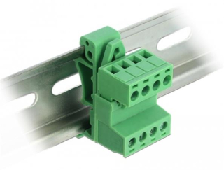 Delock Svorkovnicová sada pro lištu DIN Rail se 4 piny s rozestupem 5,08 mm, pravoúhlá