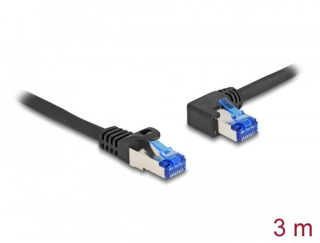 Delock Síťový kabel rozhraní RJ45 Cat.6A, S/FTP, přímý / levý pravoúhlý, 3 m, černý