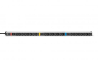DIGITUS IT BASIC PDU, 3PH, 16A, 24 x C13, 3 x C19 Vertikální, 3m kabel, IEC309 3Ph-16A zástrčka