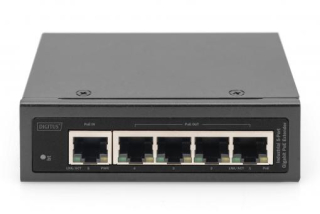 DIGITUS Industrial 5-Port Gigabit PoE Extender 1-Port 802.3bt PoE to 4-port 802.3af/at