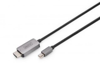 Digitus 8K@60Hz. M/M; mini DP na HDMI; kabeový adaptér Alu Pouzdro; Černý; 1m