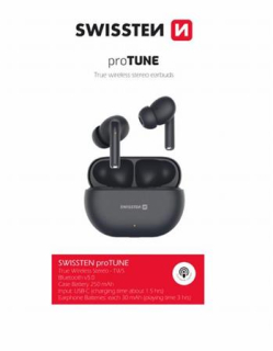 SWISSTEN BLUETOOTH TWS SLUCHÁTKA MINIPODS ČERNÁ