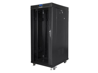 LANBERG Volně stojící skříň 19" 27U/800x1200 (v rozloženém stavu) černá (RAL9004) skleněné dveře LCD
