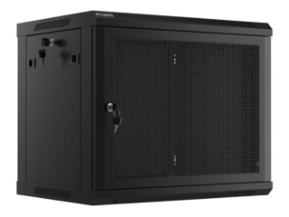 LANBERG Nástěnná jednodílná skříň 19", 9U/600x450, (v rozloženém stavu), perforované dveře, černá (RAL9004)