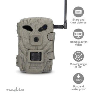 Nedis WCAM460GN - Fotopast 1080p@30fps | 30.0 MPixel | 2MP CMOS | IP66 | Černá IR | Noční vidění | Úhel záběru:50°