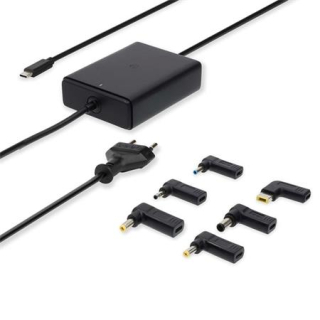 Nedis NBAU65110BK - Adaptér k notebooku| GaN | 65 W | 5 / 9 / 12 / 15 / 20 V DC | 2.4 / 3.0 / 3.25 A | Euro / Typ-C