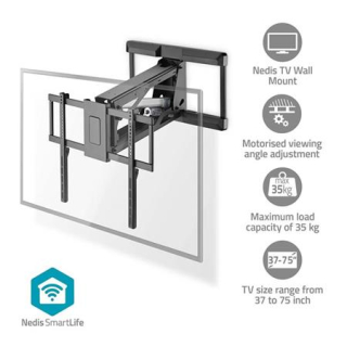 Nedis TVWM5880BK - Motorizovaný TV Držák - montáž na stěnu | 37 - 75 " | Max. 35 kg | Otočné | Dálkově ovládané | Černá