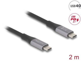 Delock USB 40 Gbps kabel USB Type-C™ samec na samec PD 3.1 240 W E-Marker 2 m šedá kovová